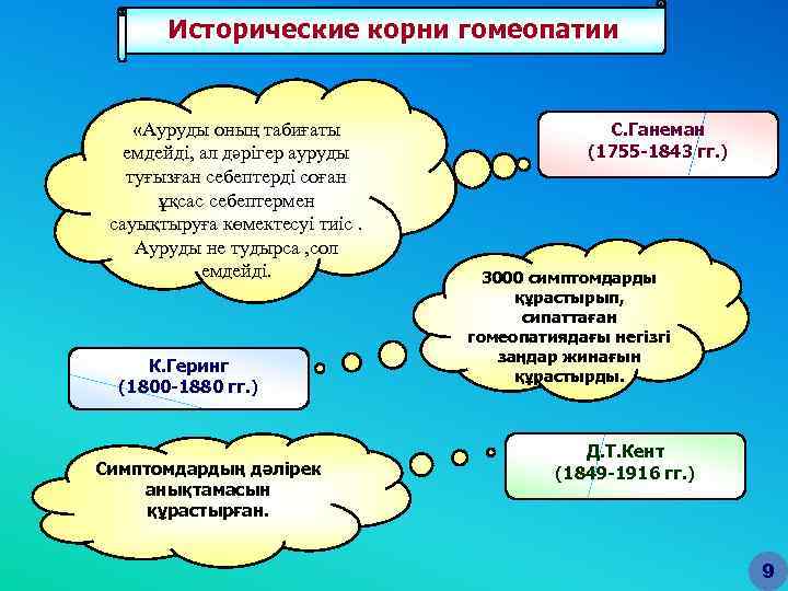 Исторические корни гомеопатии «Ауруды оның табиғаты емдейді, ал дәрігер ауруды туғызған себептерді соған ұқсас