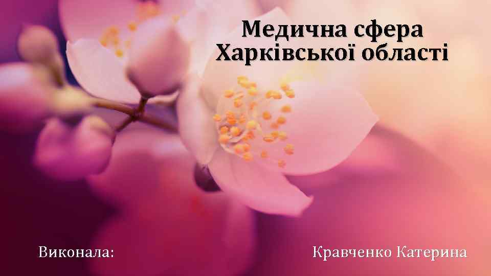 Медична сфера Харківської області Виконала: Кравченко Катерина 