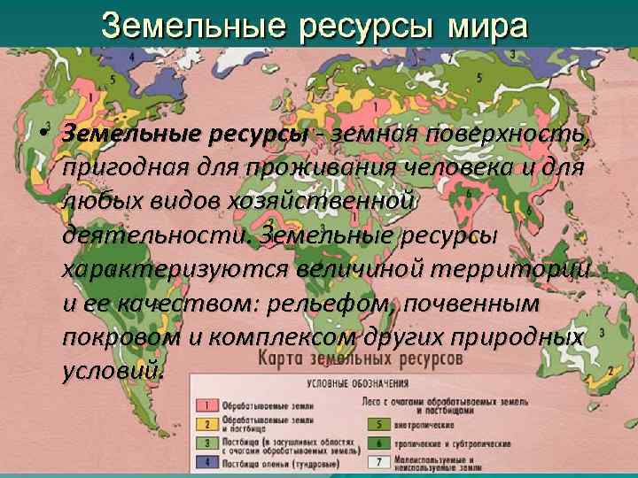 Земельные ресурсы карта