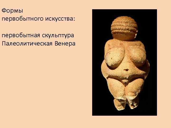 Формы первобытного искусства: первобытная скульптура Палеолитическая Венера 