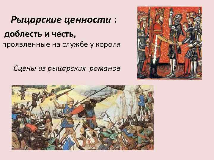 Рыцарские ценности : доблесть и честь, проявленные на службе у короля Сцены из рыцарских