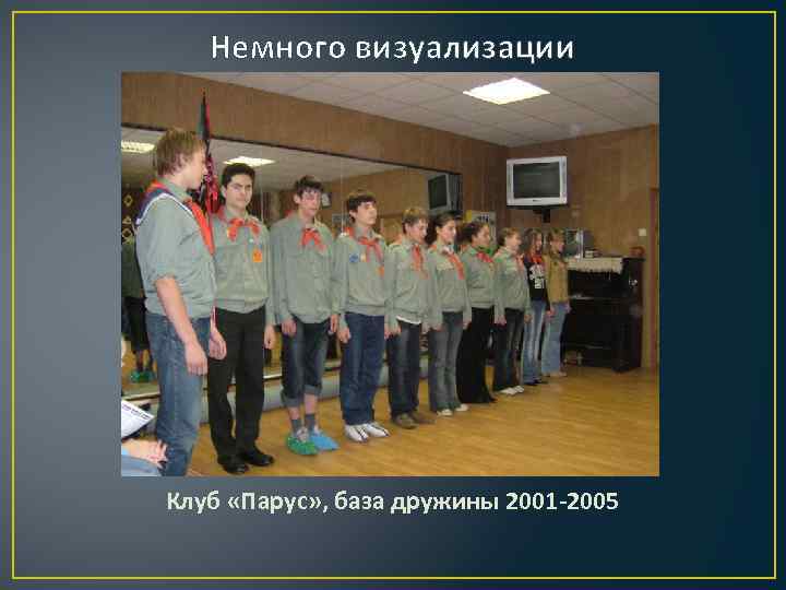 Немного визуализации Клуб «Парус» , база дружины 2001 -2005 