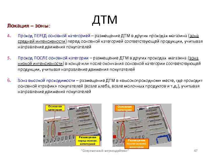 Локация – зоны: ДТМ 4. Проход ПЕРЕД основной категорией – размещение ДТМ в других