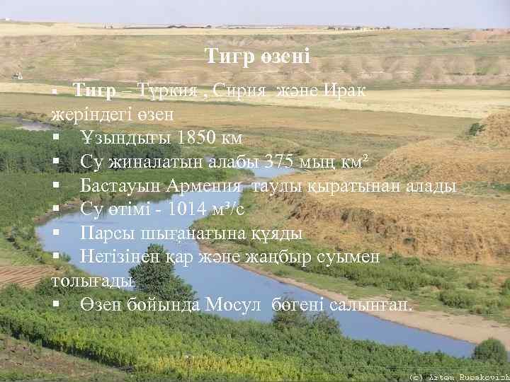 Тигр өзені Тигр – Түркия , Сирия және Ирак жеріндегі өзен § Ұзындығы 1850
