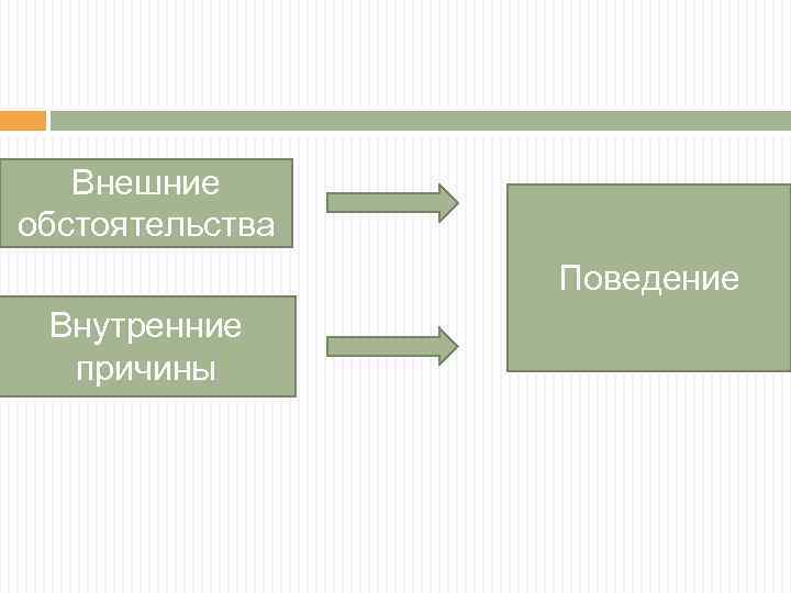 Внешние обстоятельства Поведение Внутренние причины 