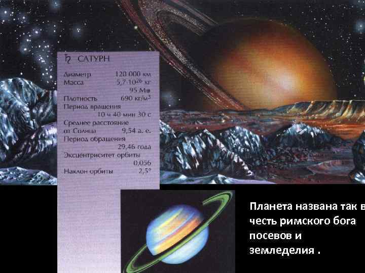 Планета названа так в честь римского бога посевов и земледелия. . 