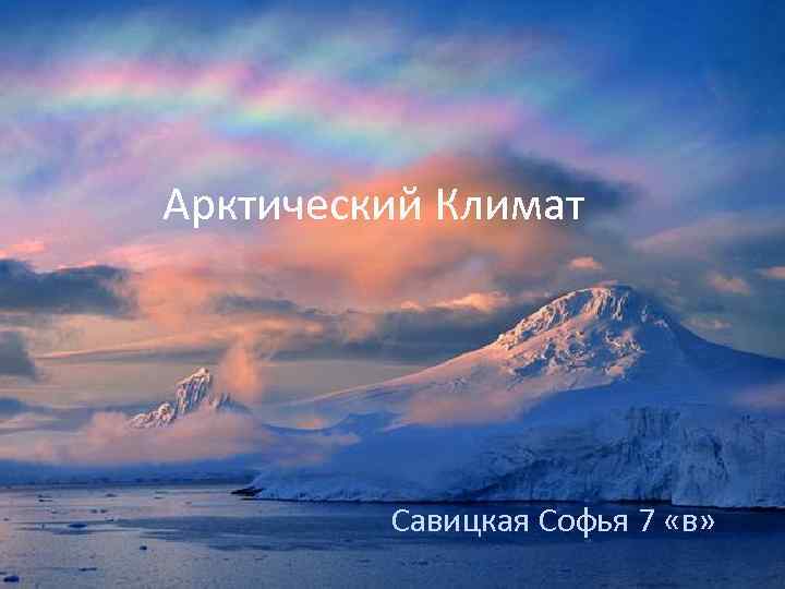 Арктический Климат Савицкая Софья 7 «в» 