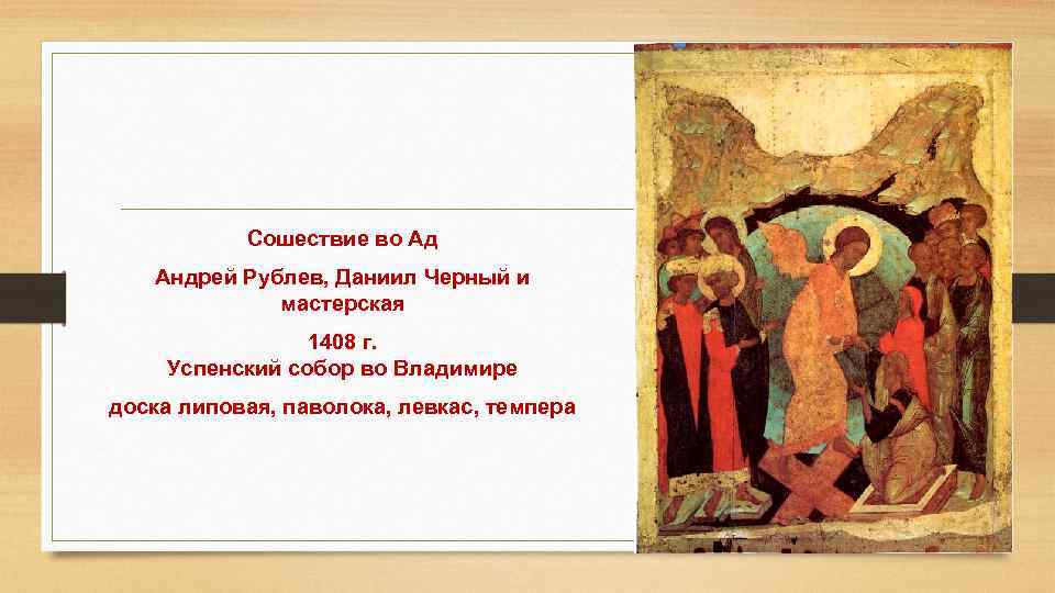 Сошествие во Ад Андрей Рублев, Даниил Черный и мастерская 1408 г. Успенский собор во