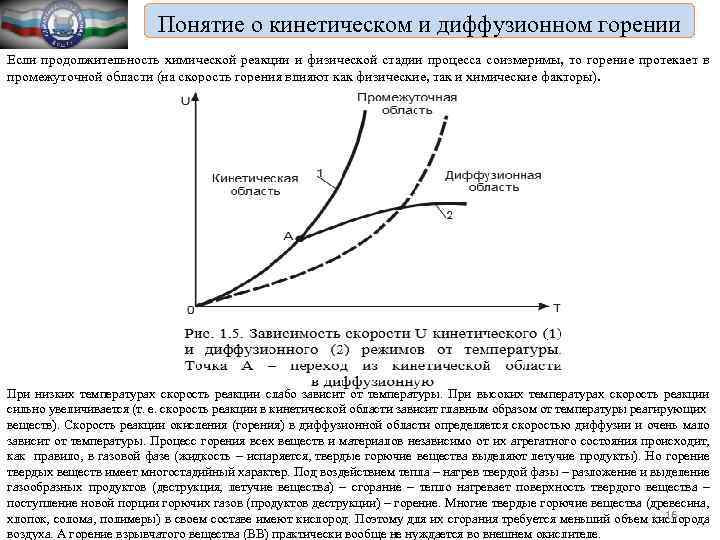 Понятие о кинетическом и диффузионном горении Если продолжительность химической реакции и физической стадии процесса