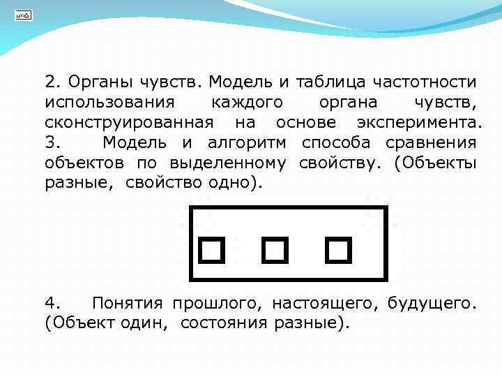 2. Органы чувств. Модель и таблица частотности использования каждого органа чувств, сконструированная на основе
