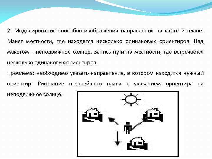 2. Моделирование способов изображения направления на карте и плане. Макет местности, где находятся несколько