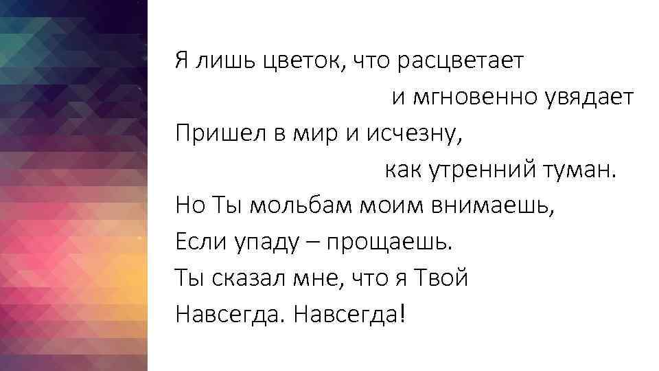 Я лишь цветок, что расцветает и мгновенно увядает Пришел в мир и исчезну, как