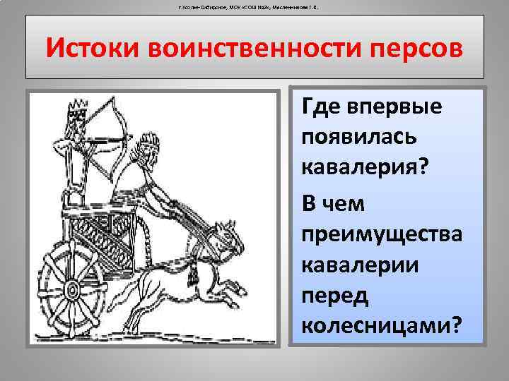 г. Усолье-Сибирское, МОУ «СОШ № 2» , Масленникова Г. В. Истоки воинственности персов Где