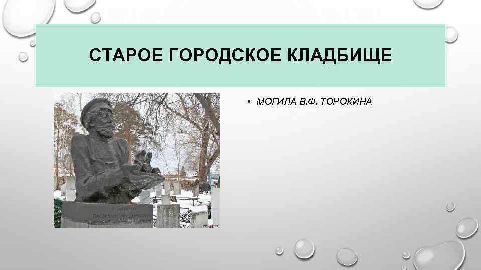 СТАРОЕ ГОРОДСКОЕ КЛАДБИЩЕ • МОГИЛА В. Ф. ТОРОКИНА 