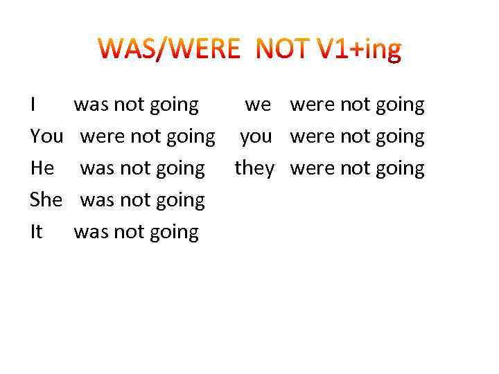 I was not going were not going You were not going you were not