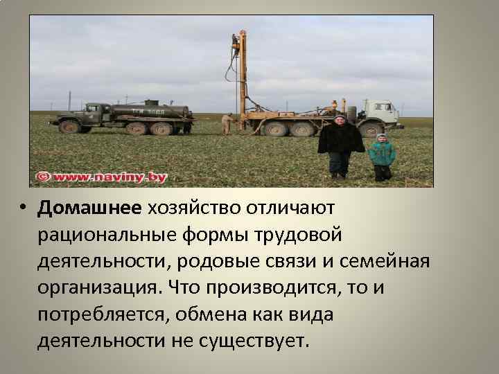  • Домашнее хозяйство отличают рациональные формы трудовой деятельности, родовые связи и семейная организация.