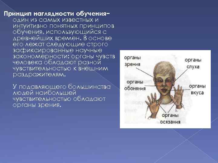 Принцип наглядности обучения− один из самых известных и интуитивно понятных принципов обучения, использующийся с