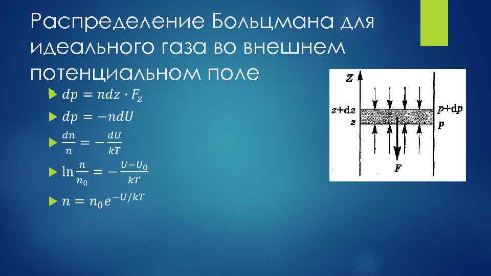 Распределение Больцмана для идеального газа во внешнем потенциальном поле 