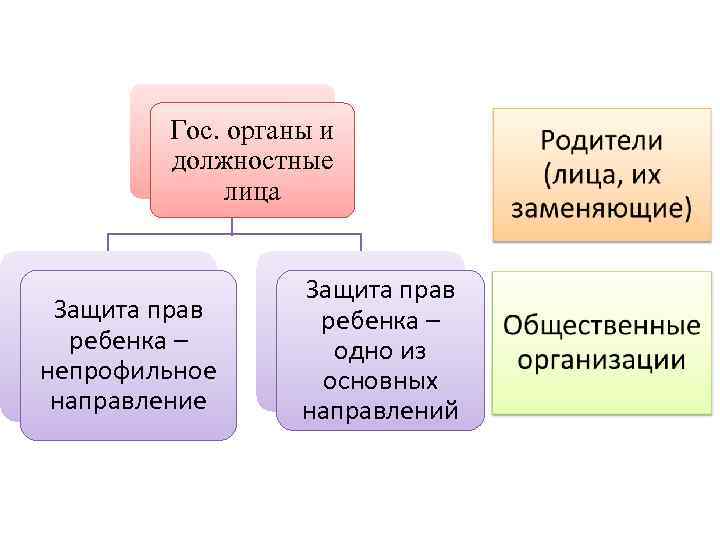 Гос. органы и должностные лица Защита прав ребенка – непрофильное направление Защита прав ребенка