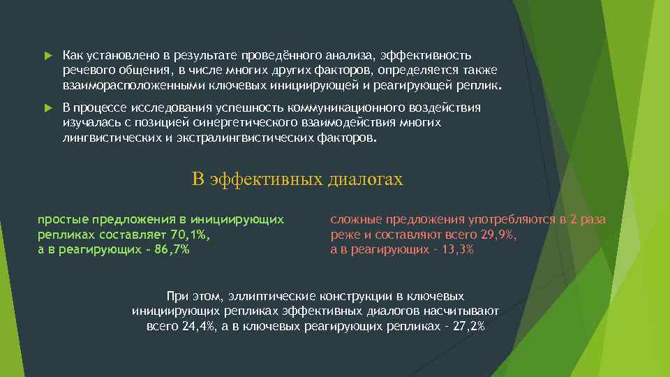  Как установлено в результате проведённого анализа, эффективность речевого общения, в числе многих других