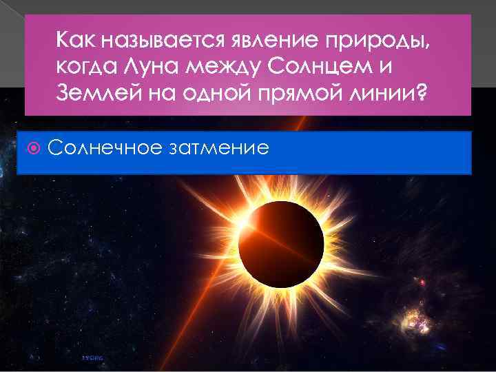 Как называется явление природы, когда Луна между Солнцем и Землей на одной прямой линии?