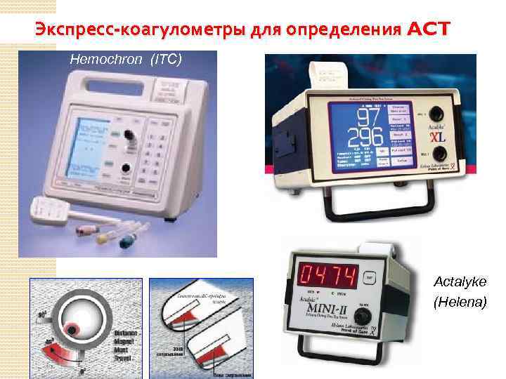 Экспресс-коагулометры для определения ACT Hemochron (ITC) Actalyke (Helena) 