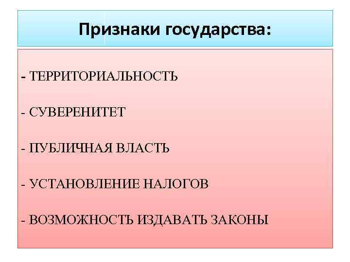 Признаки государства власть суверенитет