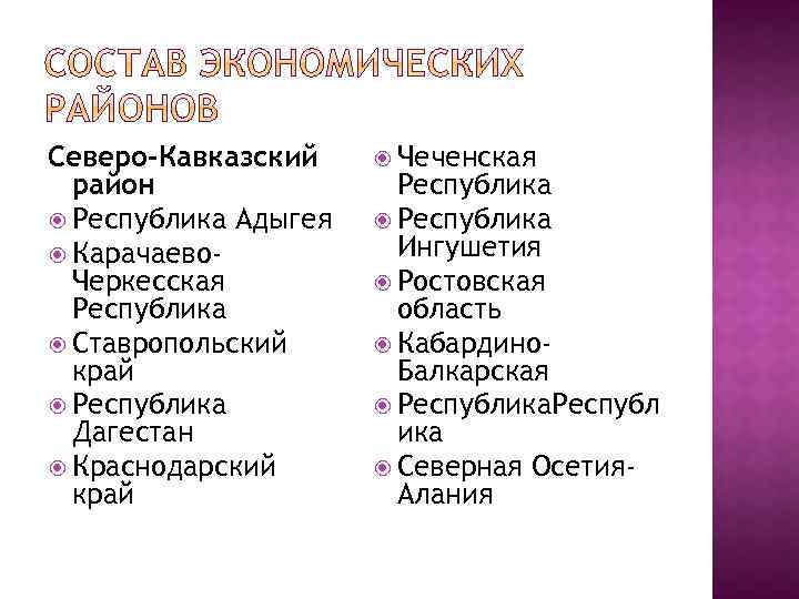 Северо-Кавказский район Республика Адыгея Карачаево. Черкесская Республика Ставропольский край Республика Дагестан Краснодарский край Чеченская