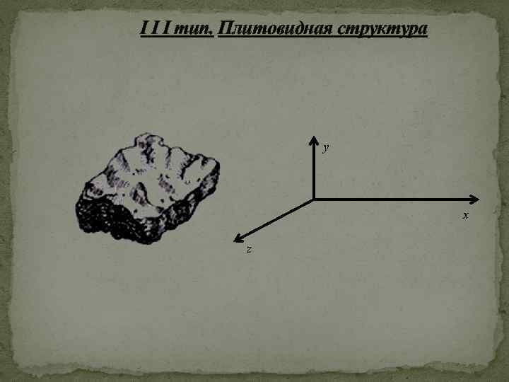 I I I тип. Плитовидная структура у x z 