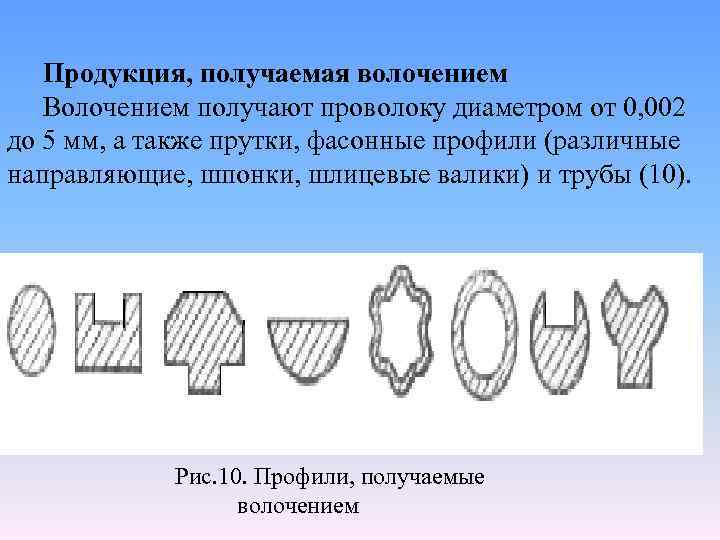 Продукция, получаемая волочением Волочением получают проволоку диаметром от 0, 002 до 5 мм, а