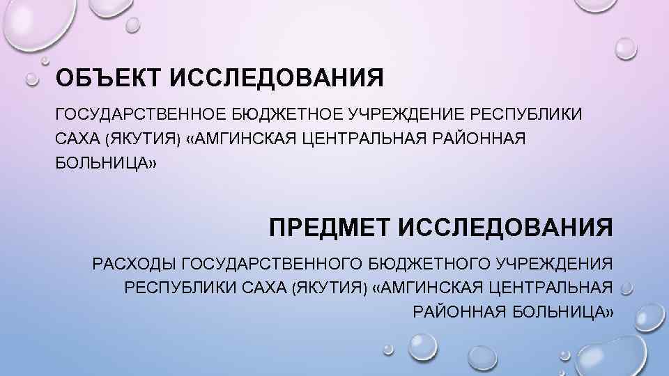 Государственное бюджетное учреждение республики саха. ГБУ РСЯ Амгинская ЦРБ. Объект и предмет исследования расходов бюджета. Кто исследовал гос бюджет.