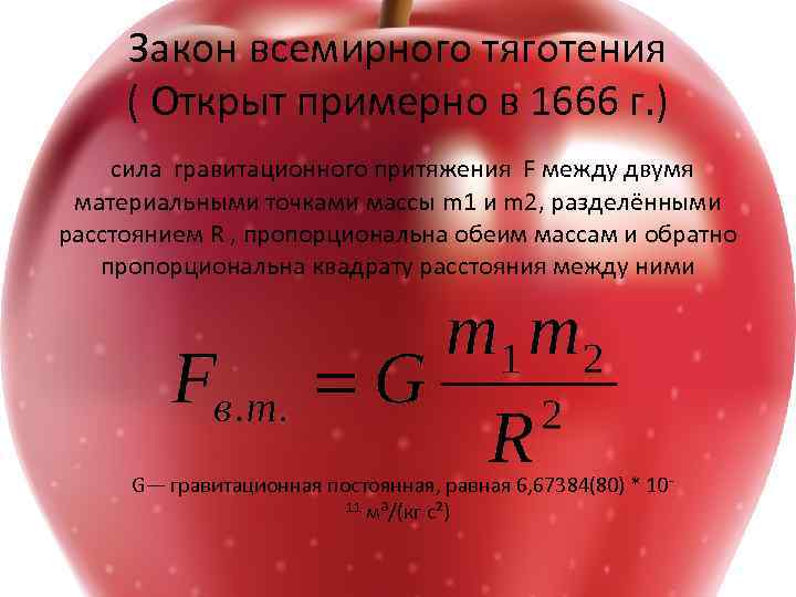 Запишите формулу выражающую закон всемирного тяготения