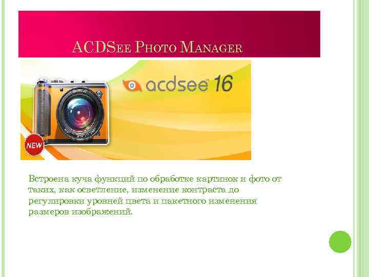 ACDSEE PHOTO MANAGER Встроена куча функций по обработке картинок и фото от таких, как