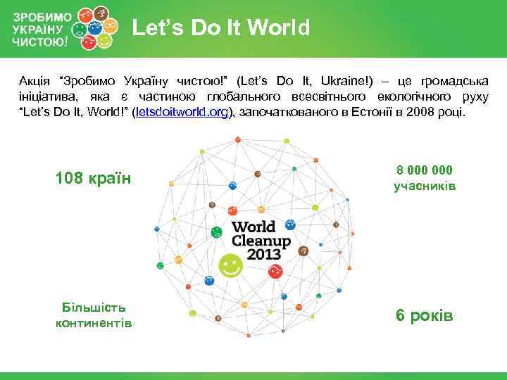 Let’s Do It World Акція “Зробимо Україну чистою!” (Let’s Do It, Ukraine!) – це