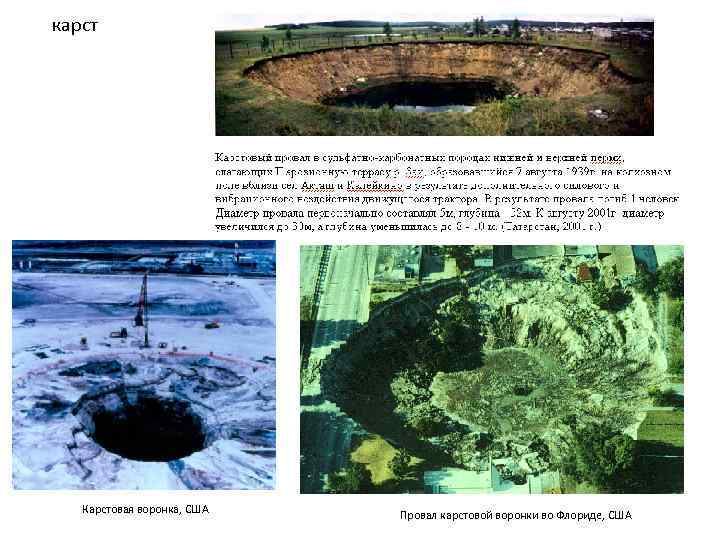 карст Карстовая воронка, США Провал карстовой воронки во Флориде, США 