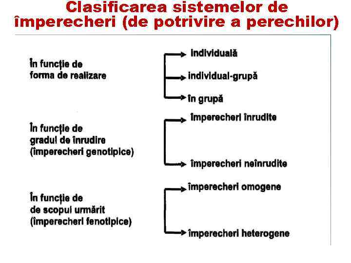 Clasificarea sistemelor de împerecheri (de potrivire a perechilor) 