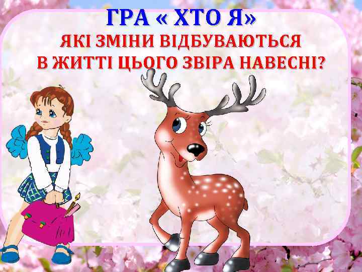 ГРА « ХТО Я» ЯКІ ЗМІНИ ВІДБУВАЮТЬСЯ В ЖИТТІ ЦЬОГО ЗВІРА НАВЕСНІ? 