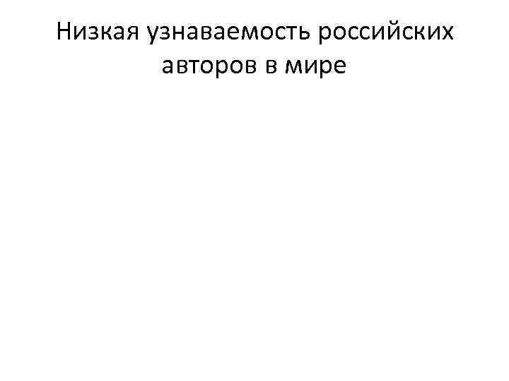 Низкая узнаваемость российских авторов в мире 