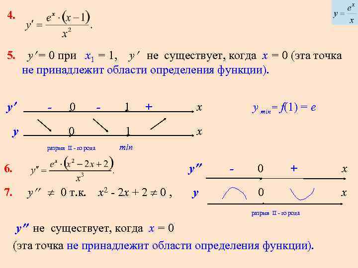 4. 5. у = 0 при х1 = 1, у не существует, когда х