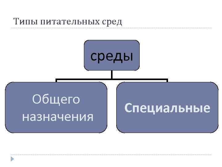 Типы питательных среды Общего назначения Специальные 