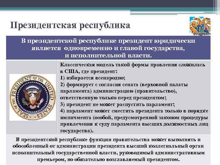 Функции президентской республики. Президентская Республика. В президентской Республике през. Глава президентской Республики. В президентской Республике президент является.