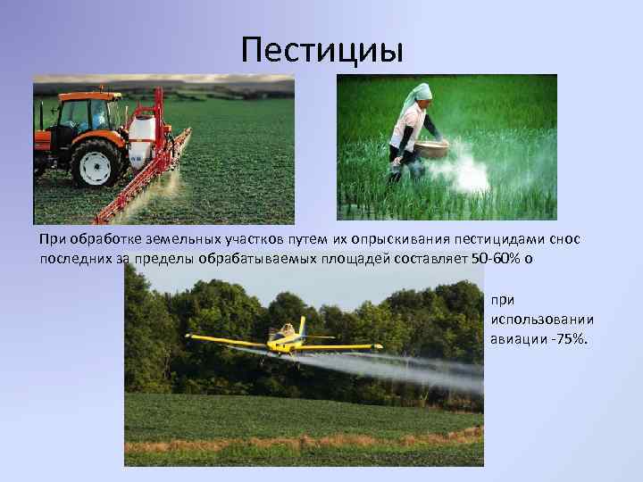 Пестициы При обработке земельных участков путем их опрыскивания пестицидами снос последних за пределы обрабатываемых