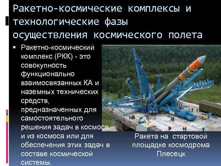 Ракетно-космические комплексы и технологические фазы осуществления космического полета Ракетно-космический комплекс (РКК) - это совокупность