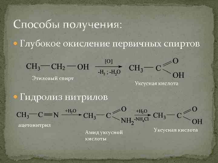 При реакции кислот и спирта образуются