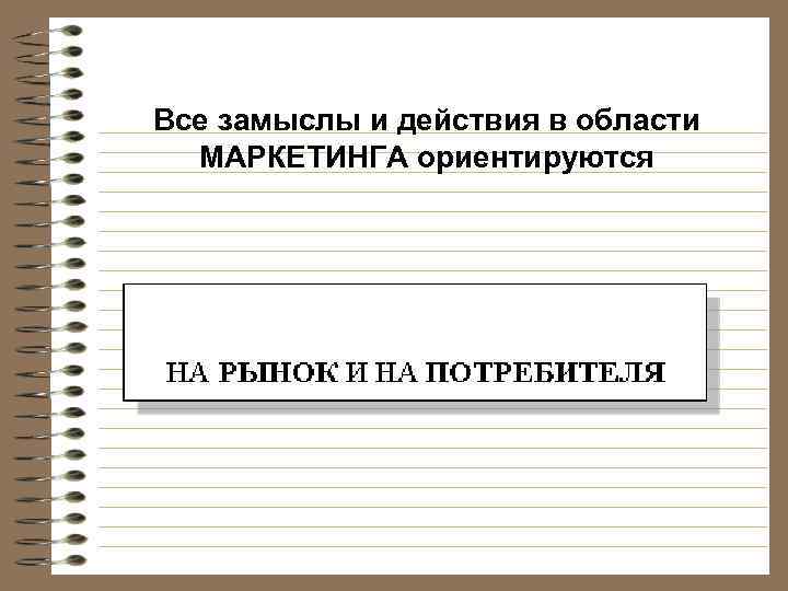 Все замыслы и действия в области МАРКЕТИНГА ориентируются 