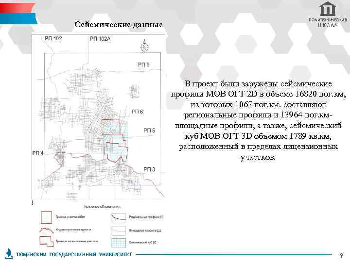 Сейсмические данные ПОЛИТЕХНИЧЕСКАЯ ШКОЛА В проект были заружены сейсмические профили МОВ ОГТ 2 D