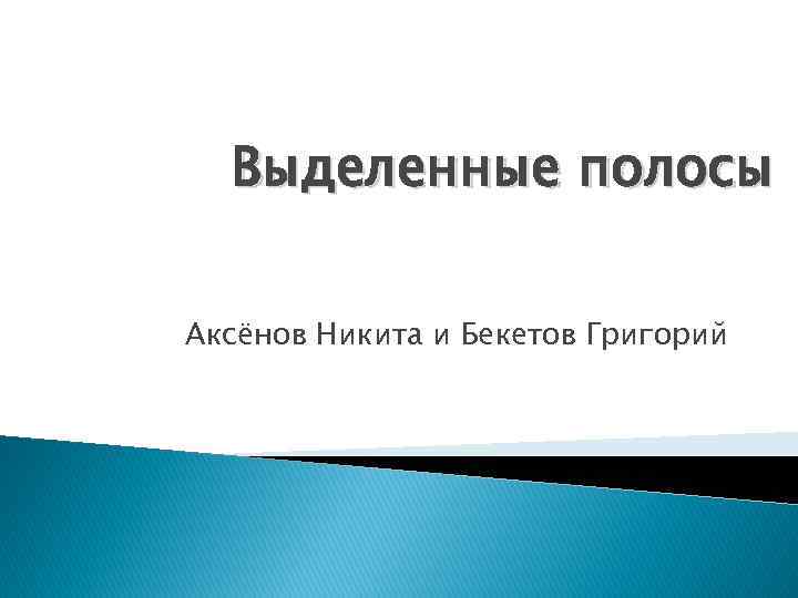 Выделенные полосы Аксёнов Никита и Бекетов Григорий 
