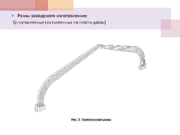  Рамы заводского изготовления: 1) гнутоклееные (из склеенных по пласти досок) Рис. 5 Гнутоклееная