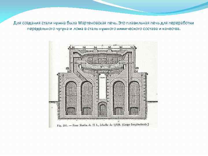 Для создания стали нужна была Мартеновская печь. Это плавильная печь для переработки передельного чугуна