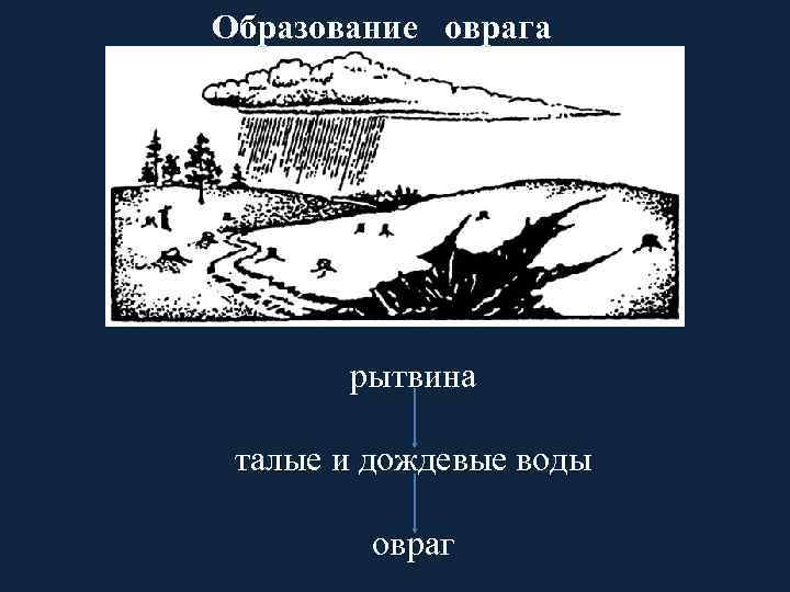 Образование оврага рытвина талые и дождевые воды овраг 